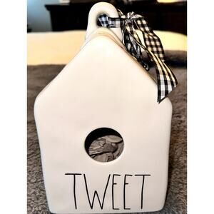 Rae Dunn Farmhouse "Tweet" White Ceramic Hanging Birdhouse - NWT